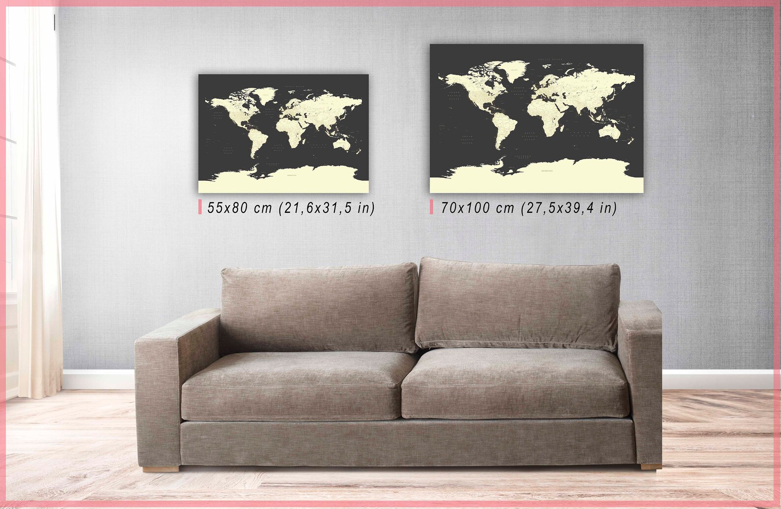 World Map on Canvas/push Pin Map on Canvas/100 Push Pins for - Etsy