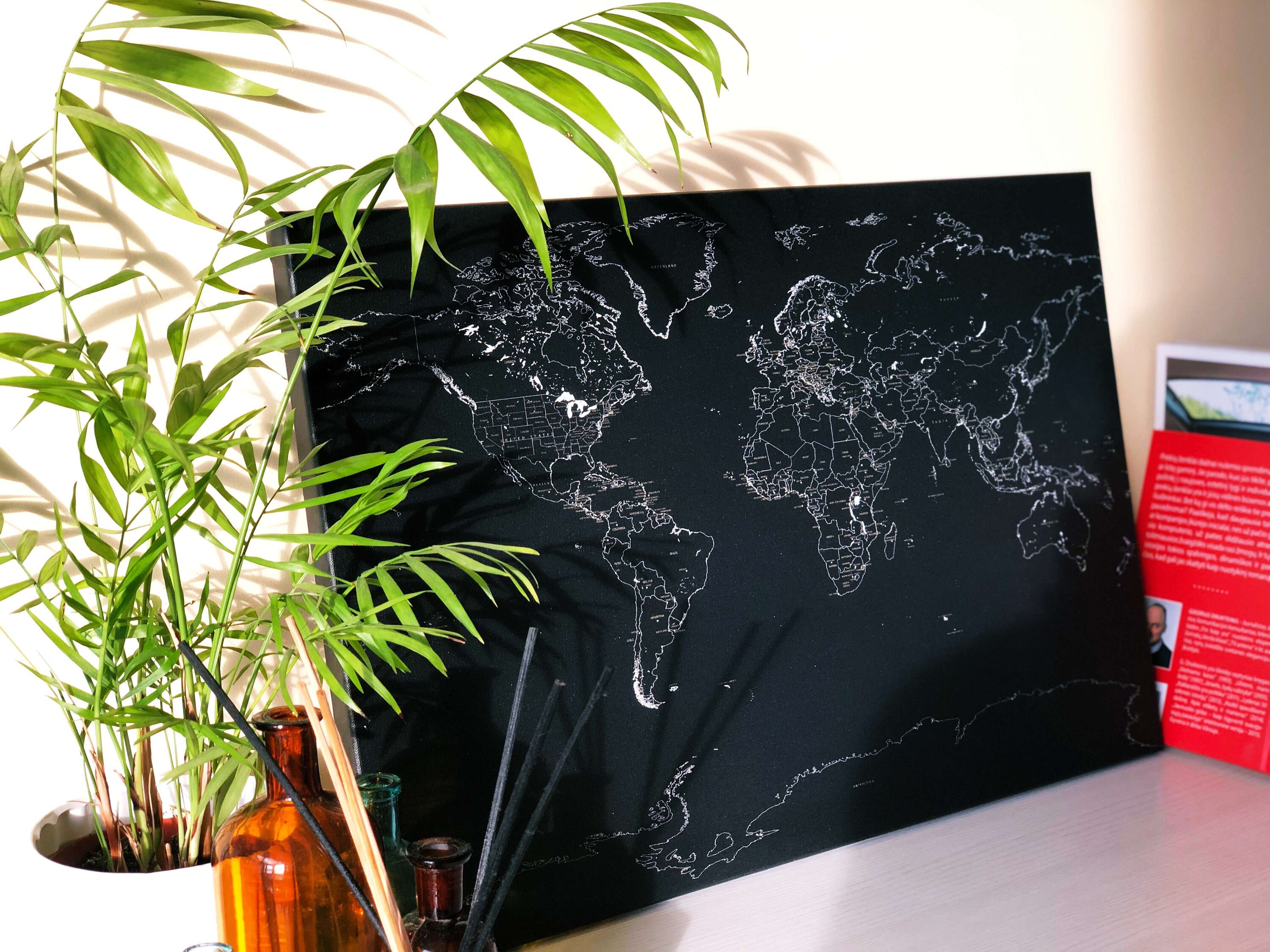 World Map on Canvas/push Pin Map on Canvas/100 Push Pins for Free ...