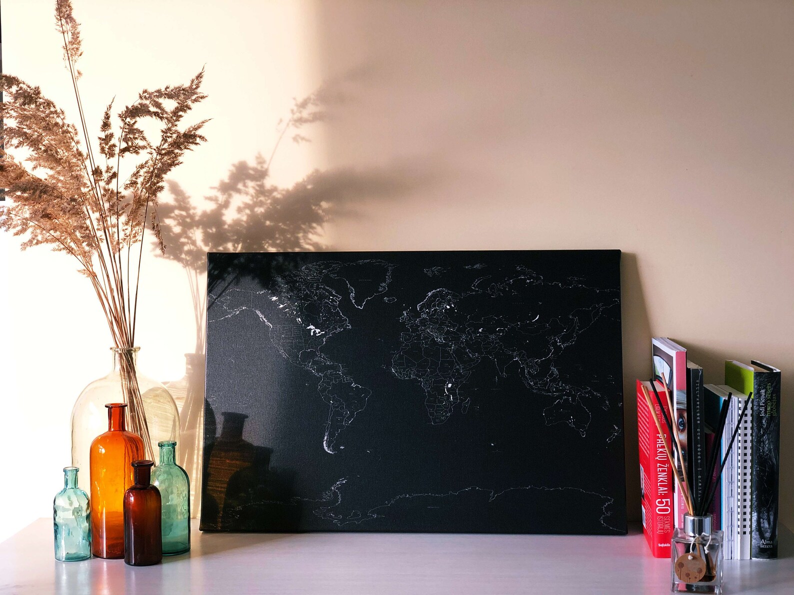 World Map on Canvas/push Pin Map on Canvas/100 Push Pins for Free ...