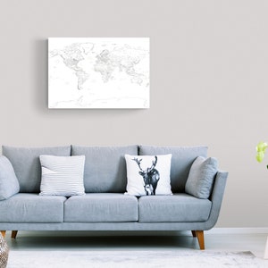 Weltkarte auf Leinwand/Push Pin Karte auf Leinwand/100 Push Pins inklusive/Detailkarte auf Leinwand gespannt auf Holzrahmen/ Traveller Tagebuch