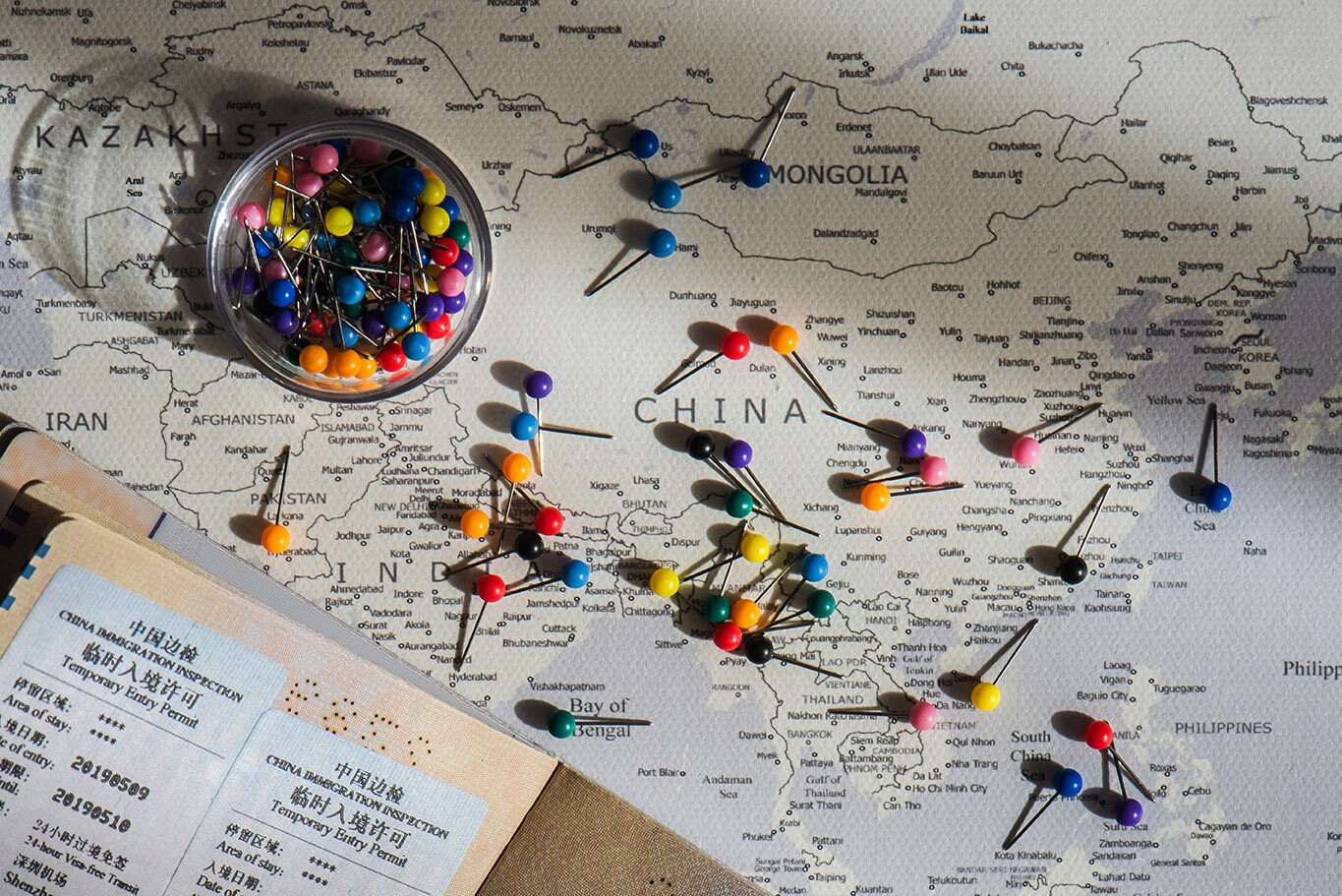 World Map on Canvas/push Pin Map on Canvas/100 Push Pins for Free ...
