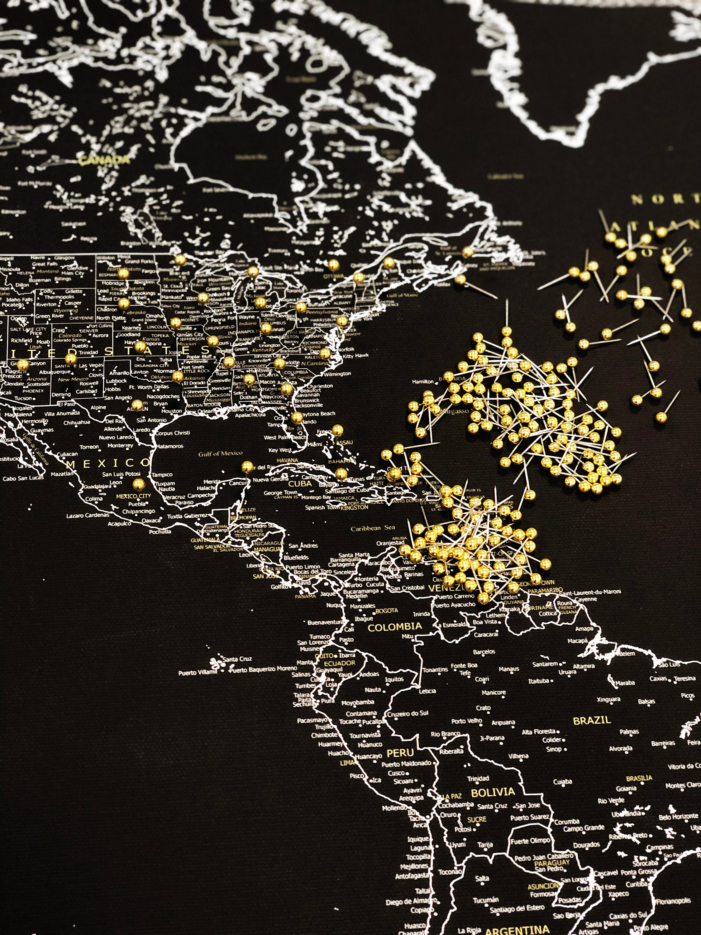 World Map on Canvas/push Pin Map on Canvas/100 Push Pins - Etsy