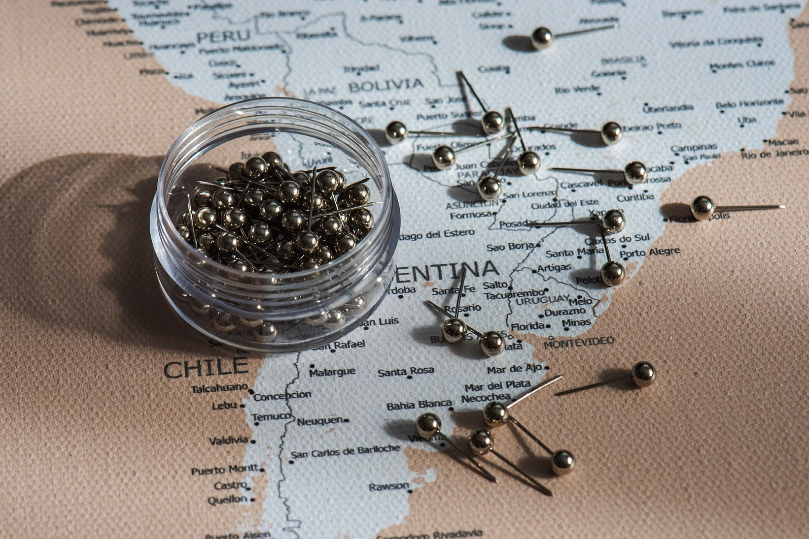 World Map on Canvas/push Pin Map on Canvas/100 Push Pins for Free ...