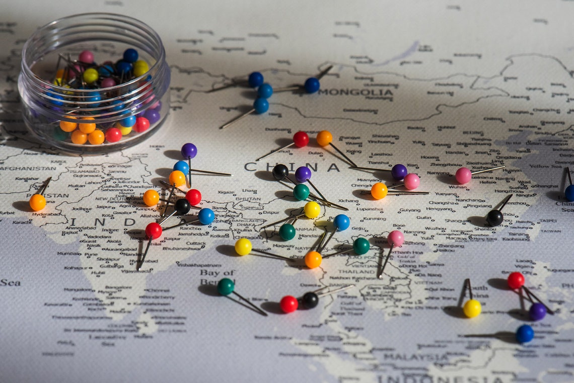 World Map on Canvas/push Pin Map on Canvas/100 Push Pins for - Etsy