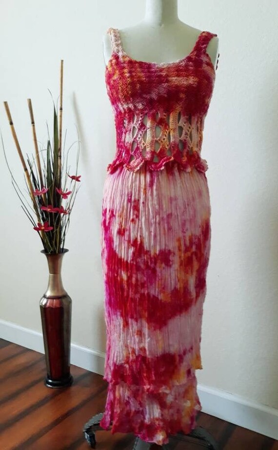 red tie dye dress