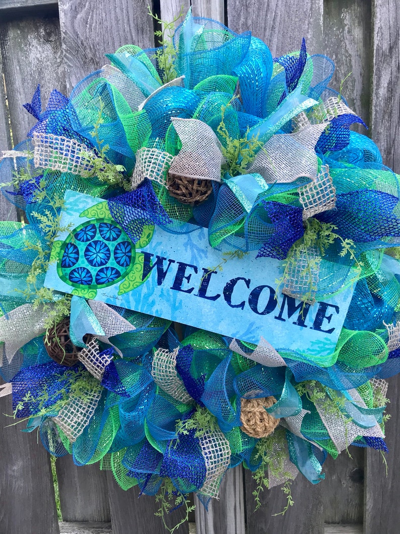 Beach Wreath Coastal Wreath Shabby Chic Beach Decor Summer Etsy