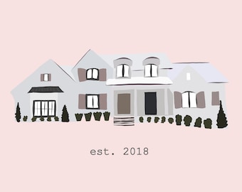 Custom Home Portrait, Farmhouse Portrait, Personalized House Drawing, Digital Portrait from Picture, Housewarming Gift