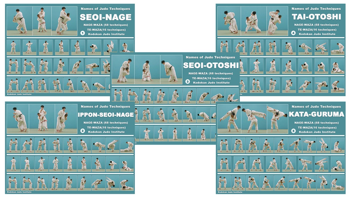 Posters JUDO. Set of 5 pieces.The technique of judo. Etsy