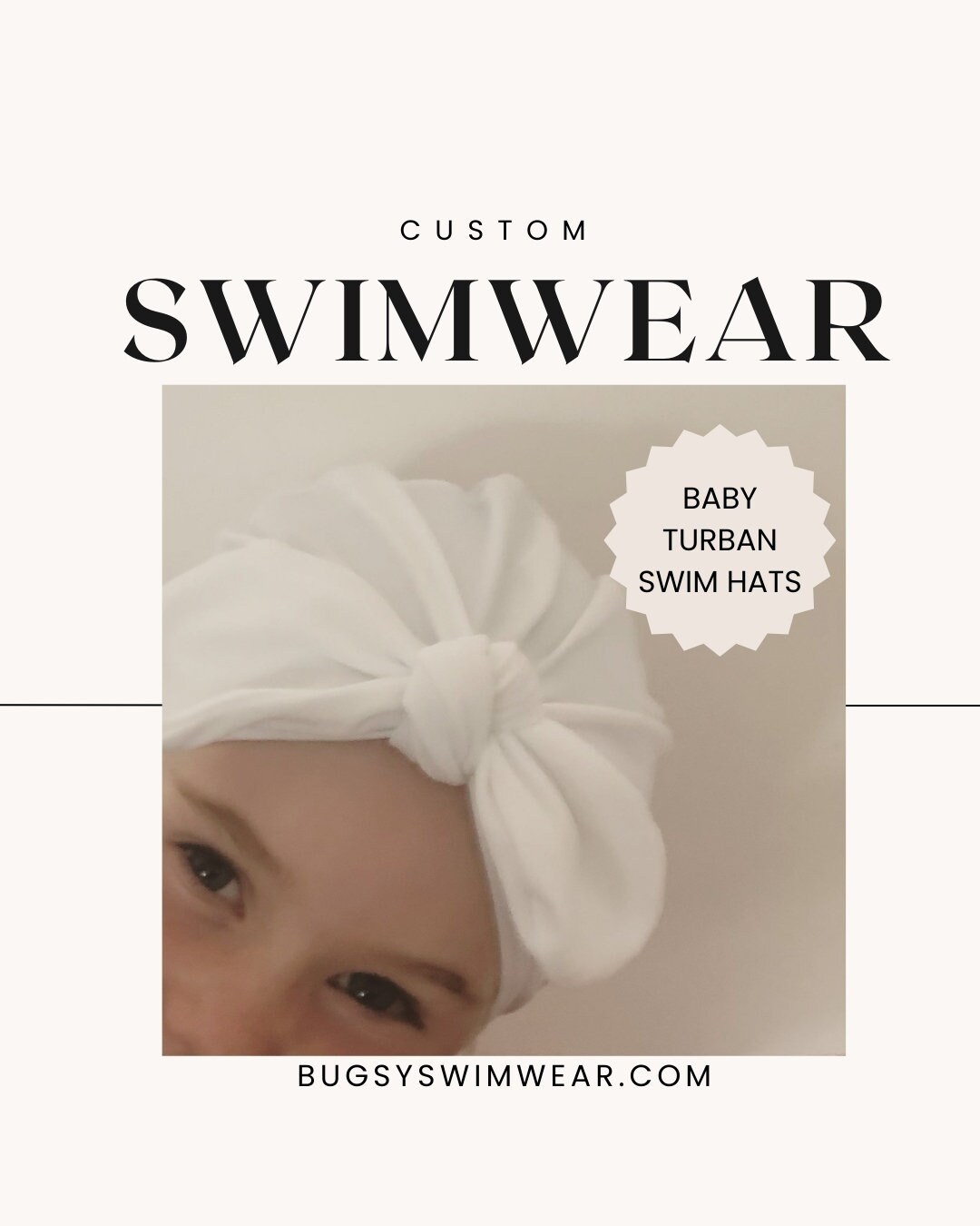 Baby, Girls, Womens Turban Style Swim Hat in Beige, White,  Black, Blue, SPF50+