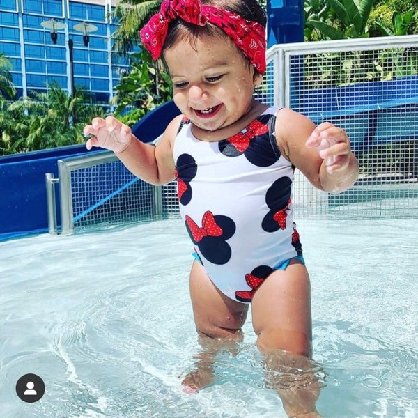 Lace up back Baby / Girls Minnie Mouse Swimsuit