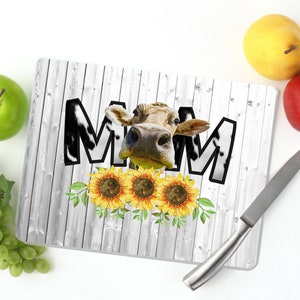 Cow Mom Cutting Board Sublimation Design Template download png, Girassóis, Cow Print, Sublimate, gráficos de sublimação, gráficos
