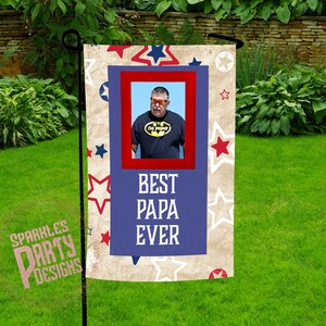 Miglior modello di design della bandiera del giardino a sublimazione di Papa Photo, sublimato, personalizzato, immagine, festa del papà, nonno, grafica a sublimazione