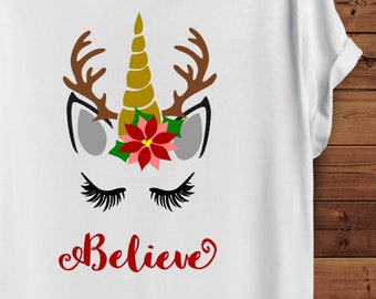 Unicorn Reindeer svg, Reindeer svg, Christmas unicorn, Christmas svg, unicorn svg, believe svg, SVG Christmas, cricut, svg, svg files, deer