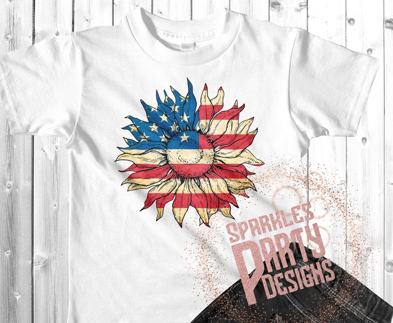 Download American Flag as sunflower sublimation transfer design | Etsy