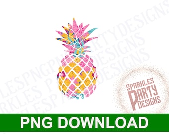 Colorful Pineapple Pink and Yellow Summer sublimation transfer design download png, digital, sublimate, sublimation graphics