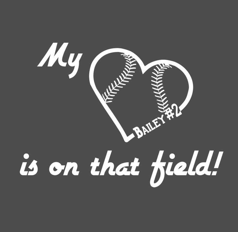 Iron On Transfer Decal My Softball heart with Name and Number Etsy