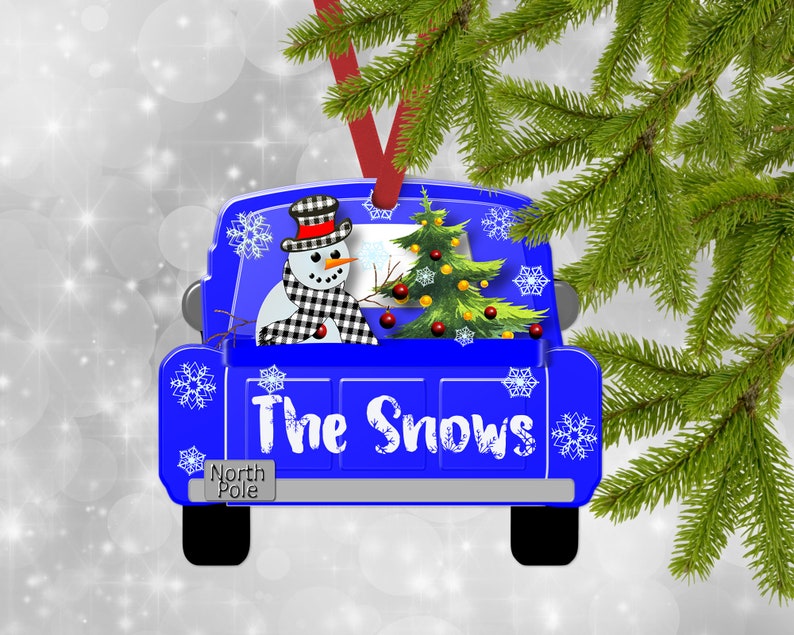 Download Back of Blue Truck Snowman Christmas tree Sublimation ...