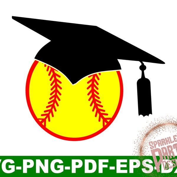 Graduation Cap Softball Senior Svg for Graduate, png, pdf, dxf, banner, clipart, sublimation design download, sports