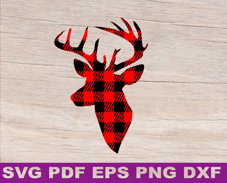Buffalo Plaid Deer svg, Plaid Deer Head Svg, plaid Deer svg, Deer Head svg, Buffalo Plaid svg, Fall svg, antlers, SVG, cricut, silhouette image 2