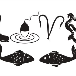 SVG Cut File Love to Fish for Scrapbooking Decal Tshirt Tote Silhouette Silhouette