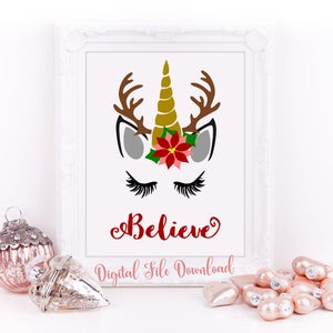 Einhorn Rentier svg, Rentier svg, Weihnachten Einhorn, Weihnachtssvg, Einhorn svg, believe svg, SVG Weihnachten, cricut, svg, svg files, hirsch