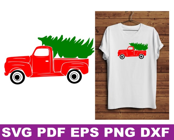 Download Free Red Truck With Christmas Tree Svg Red Truck With Christmas Etsy SVG DXF Cut File