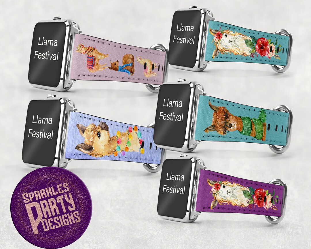 Llama Bundle Watch Band Sublimation Design Template, 42/44mm Png