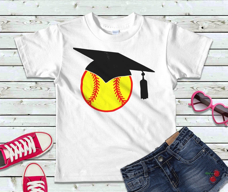 Graduation Cap Softball Senior Svg for Graduate, png, pdf, dxf, banner, clipart, sublimation design download, sports image 1