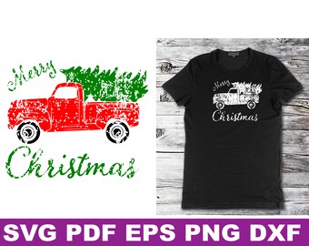 Vintage Christmas svg, vintage red truck svg, vintage svg, Christmas stencils, Christmas truck svg, svg files for cricut, svg design files