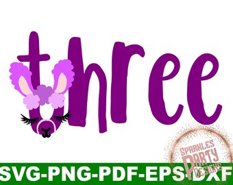 third birthday svg, 3rd birthday svg, third birthday svg, third svg,  llama birthday svg, llama svg, svg files for cricut, three svg