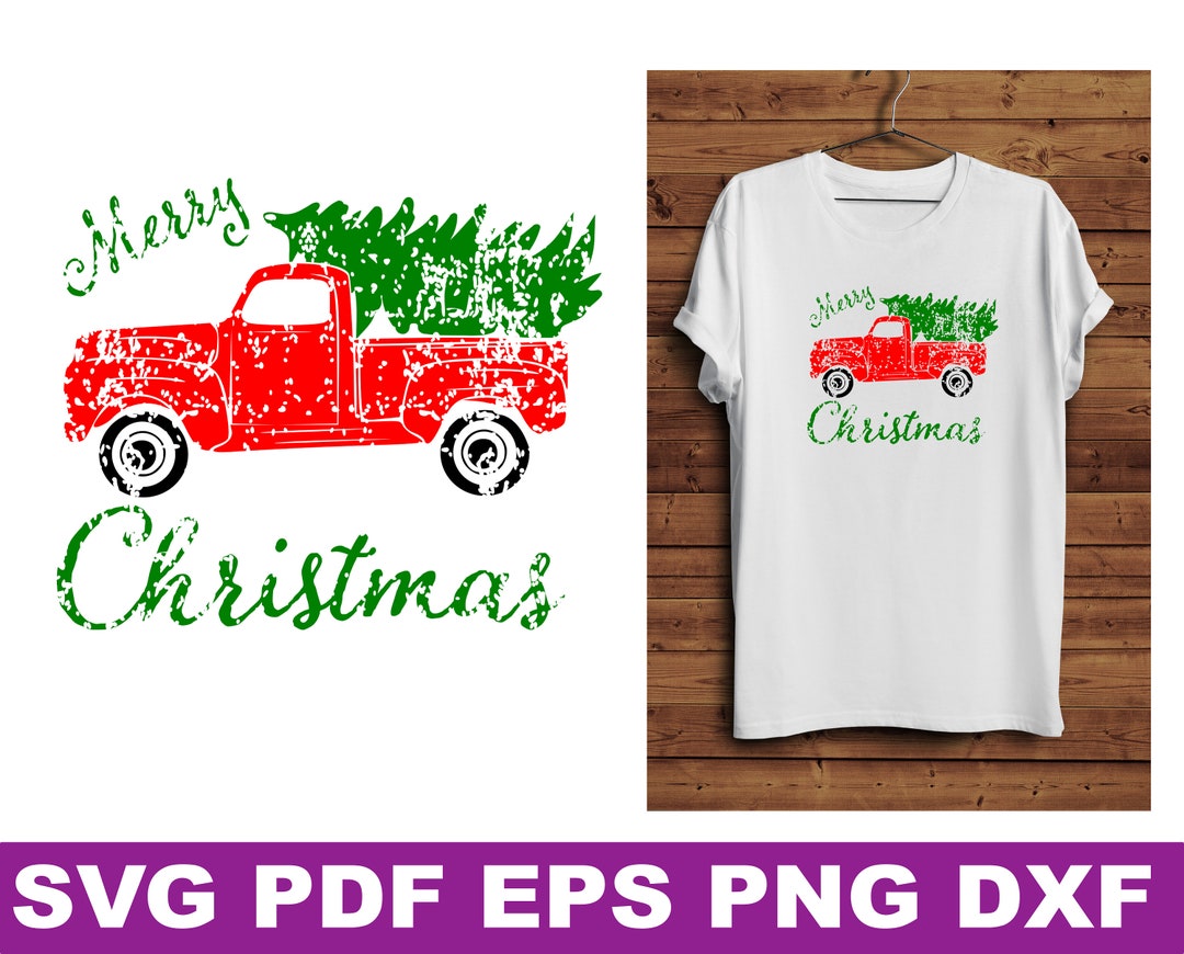 Red Truck With Christmas Tree Svg, Red Truck Svg, Christmas Tree Svg