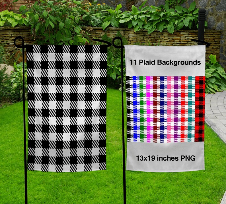 Buffalo Plaid background garden flag sublimation template | Etsy