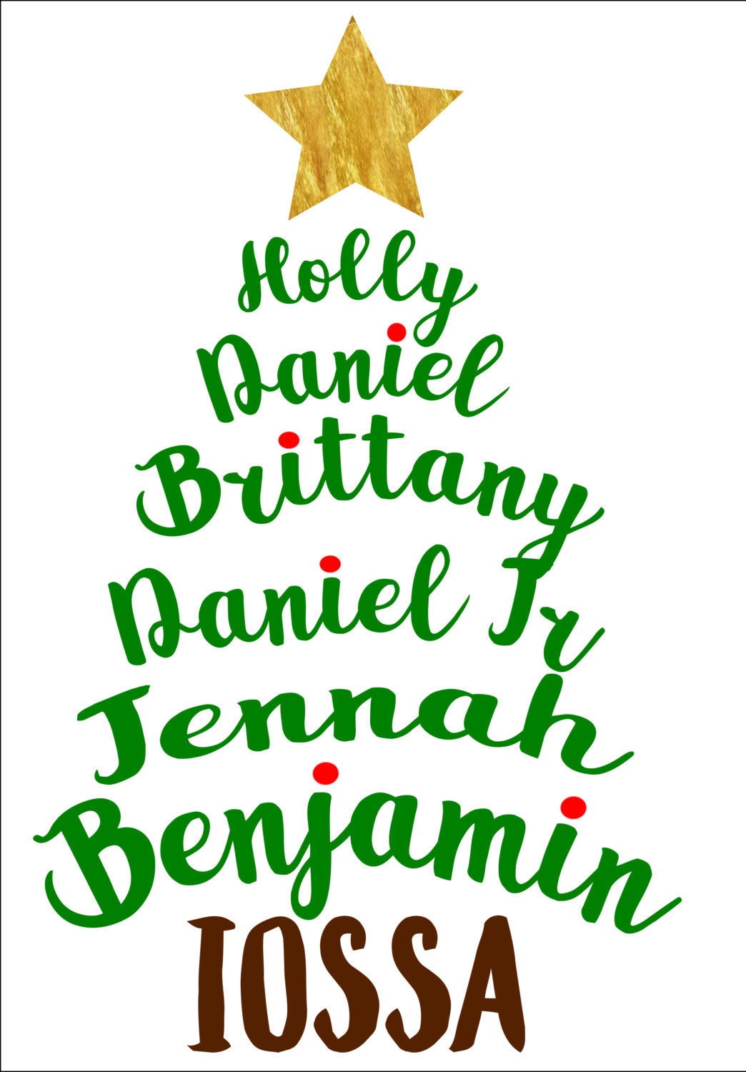 SVG Printable Cut File Family Names in Shape of Christmas Tree Etsy