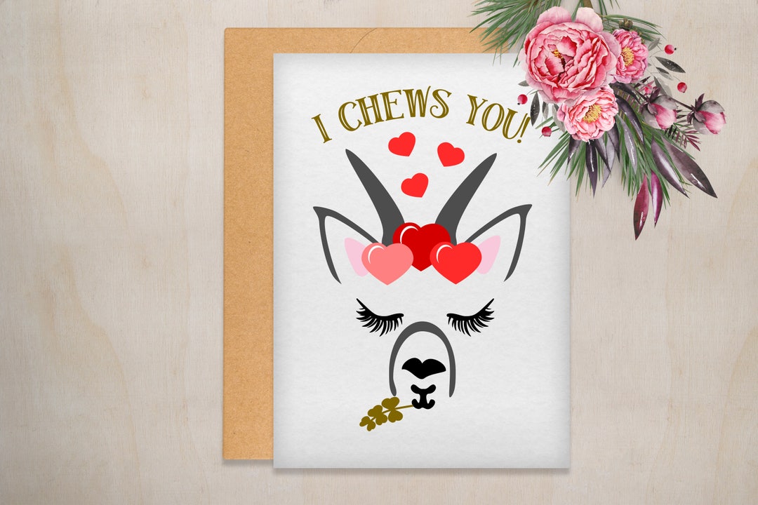 Valentines Day Card Printable, Valentines Day Card Pun, Goat Valentines ...