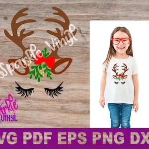 Rentier Gesicht SVG, Rentier svg Dateien, Weihnachten Rentier, Gesicht SVG, Hirsch Gesicht SVG, Dateien für Cricut, Mistelzweig svg, Weihnachten SVG Dateien
