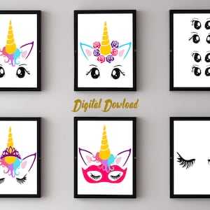 Unicorn Head SVG, unicorn face svg cut file, Unicorn Eyelashes SVG, unicorn face svg files for cricut, Unicorn Face Svg, Unicorn SVG, svg