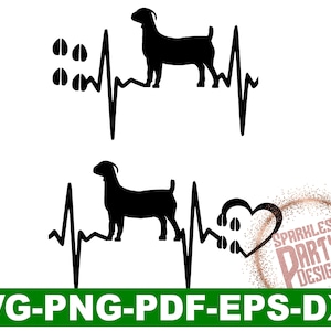 Affichez les fichiers SVG de chèvre pour la silhouette cricut Affichez les marques de sabots de battement de coeur de viande de chèvre avec coeur, album, tshirt fourre-tout Silhouette PDF, Dxf, png