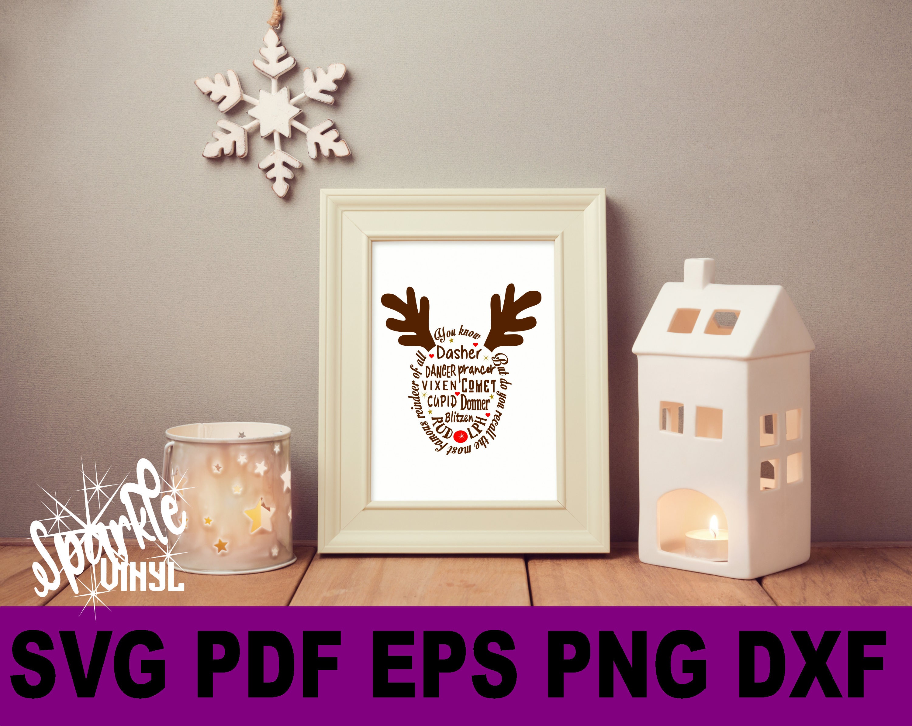Reindeer Printable Reindeer Art Reindeer Names Christmas | Etsy