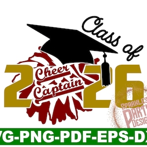 2026 Cheer Captain Senior Night SVG and PNG, sublimation graphics, Cheerleading  Cut files Silhouette Cricut instant download