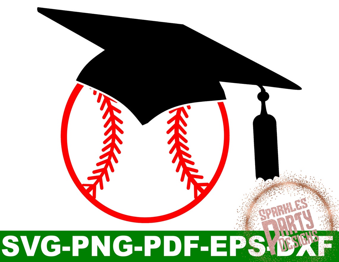 Graduation Cap Baseball Senior Svg for Graduate, Png, Pdf, Dxf, Banner ...