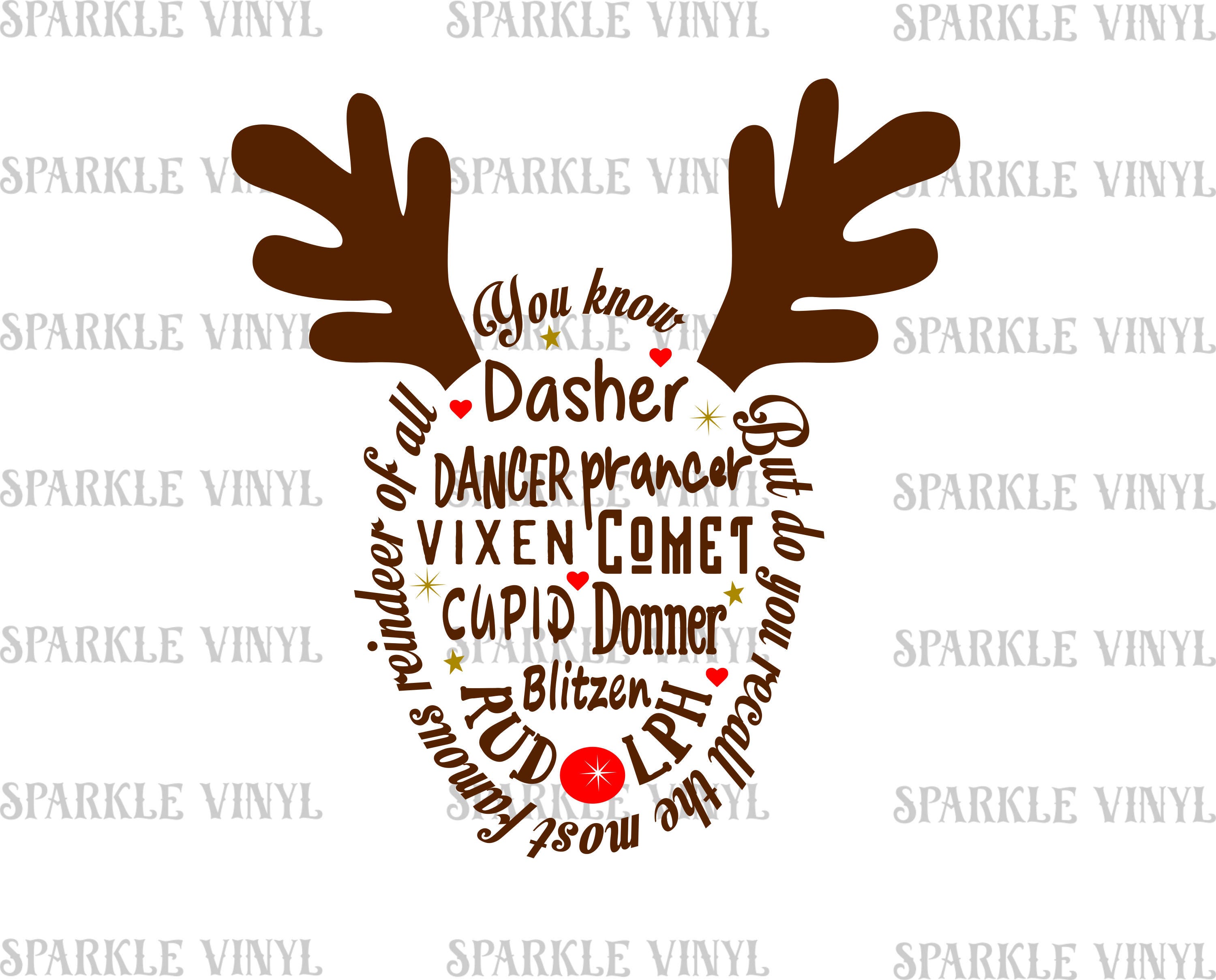Reindeer Printable Reindeer Art Reindeer Names Christmas | Etsy