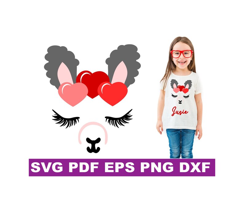 Download Llama Heart Llama valentine LLama Face svg Girl Llama | Etsy