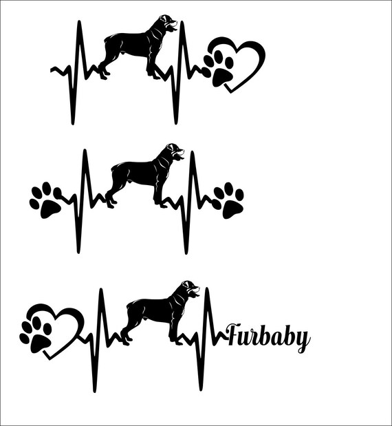Download Svg Cut File Rottweiler Heartbeat Paw With Heart Commercial Etsy