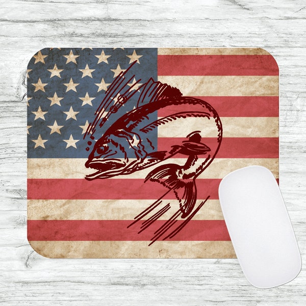 American Flag with a fish mousepad sublimation transfer design download png, sublimate, Fisherman, Father's day, mouse pad, graphics