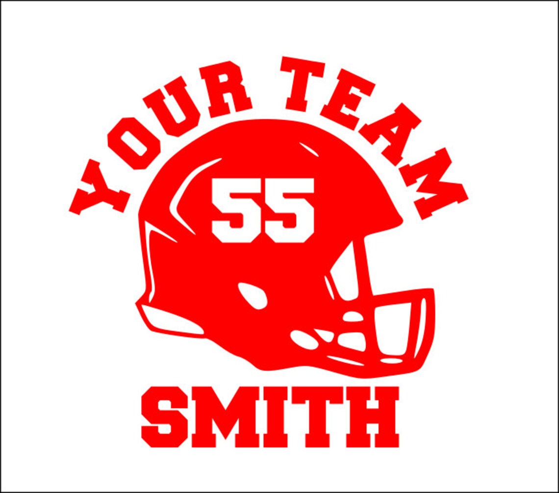 Custom Football Helmet Decal Team Name Your Name Your Etsy