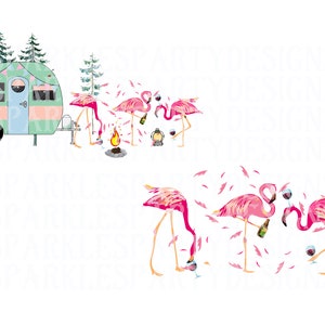 Beber Flamencos y Camper Sublimación Diseños Gráficos Descargar, Png, Vintage camper, Vino, Cerveza, Camping, Camping