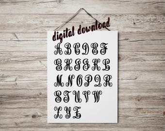 Monogram, vine letter font, Font Letters file, svg, eps, dxf, png,Svg for Silhouette, svg for cricut, svg files, svg designs, monogram,