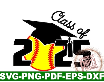 Class of 2025 Senior Softball Graduation svg, dxf, png, Sublimation, sublimate png, download, Graduation Cap, Cut file cricut, sports