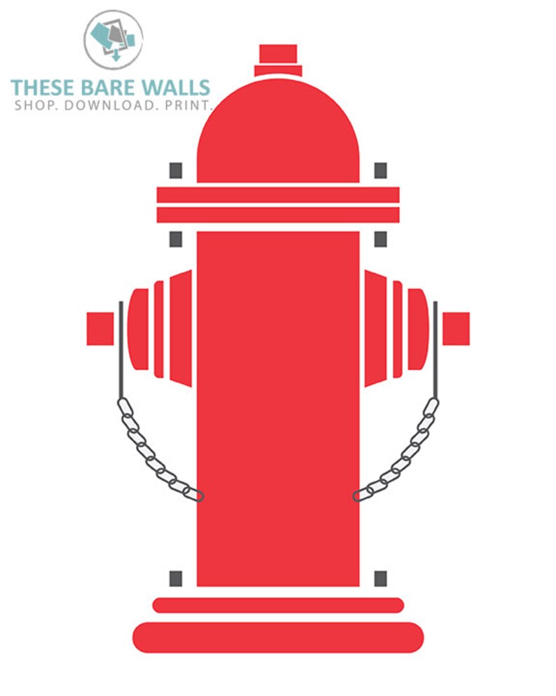 Printable Wall Art, Fire Department Prints, Fire Hydrant, Fireman Decor ...