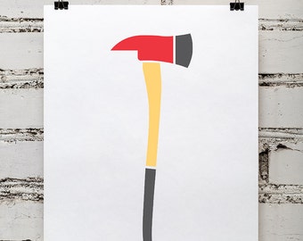 Printable Wall Art, Fire Department Prints, Fireman Ax, Fireman Decor, Size 8x10, Fire Ax, Firefighter prints, firefighter decor, fire decor